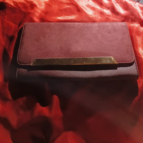 Very rare Burgundy Cato two way 2way bag clutch gold hardware chain handle - Picture 2 of 16